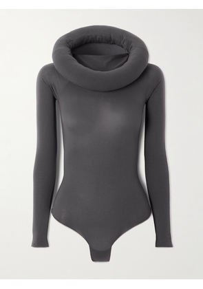 Alaïa - Hooded Stretch-jersey Bodysuit - Gray - FR 36,FR 38,FR 40