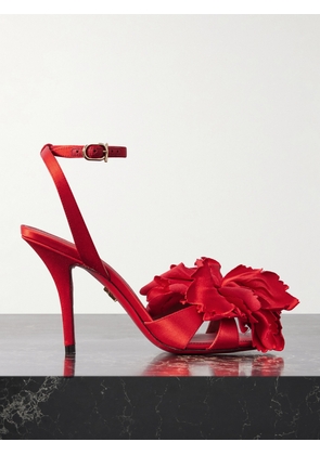 Ferragamo - Ghilly Appliquéd Satin Sandals - Red - IT36,IT37,IT38,IT39,IT40,IT41,IT42