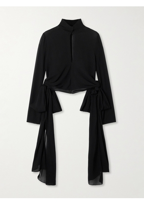 Alaïa - Knotted Crepe De Chine Blouse - Black - FR 34,FR 36,FR 38,FR 40,FR 42