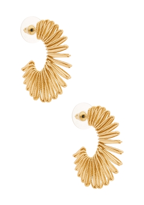 BaubleBar Callista Sunburst Earrings in Metallic Gold.