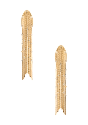 BaubleBar Elektra Earrings in Metallic Gold.