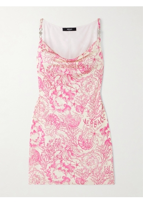 Versace - Embellished Printed Silk-satin Mini Dress - Pink - IT36,IT38,IT40,IT42,IT44,IT46,IT48,IT50