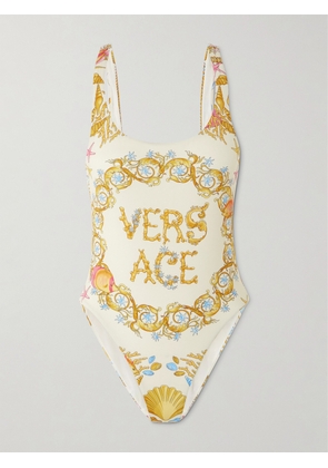Versace - Open-back Printed Swimsuit - Yellow - 1,2,3,4,5
