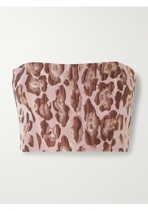 Cara Cara - Elsa Cropped Leopard-brocade Top - Neutrals - US0,US2,US4,US6,US8,US10,US12