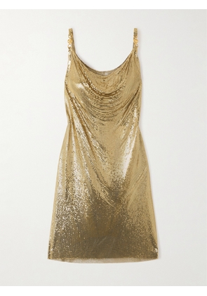 Versace - Embellished Draped Chainmail Mini Dress - Gold - IT36,IT38,IT40,IT42,IT44,IT46