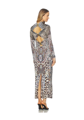 Camilla Back Detail Jersey Dress in Black, white, blue. Size L. Also in M, S, XS.