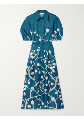 Gabriela Hearst - Maude Belted Floral-print Silk-twill Midi Shirt Dress - Blue - IT36,IT38,IT40,IT42,IT44,IT48