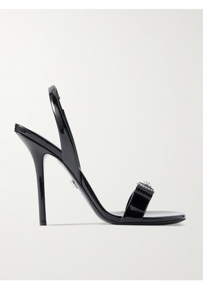 Versace - Opera Embellished Patent-leather Slingback Sandals - Black - IT35,IT35.5,IT36,IT36.5,IT37,IT37.5,IT38,IT38.5,IT39,IT39.5,IT40,IT40.5,IT41