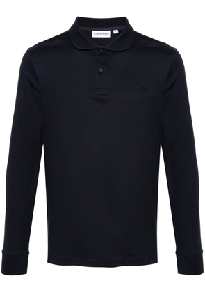Calvin Klein logo-patch cotton polo shirt - Blue