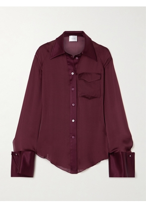 Galvan - Strata Silk-satin And Chiffon Blouse - Burgundy - FR 34,FR 36,FR 38,FR 40,FR 42,FR 44