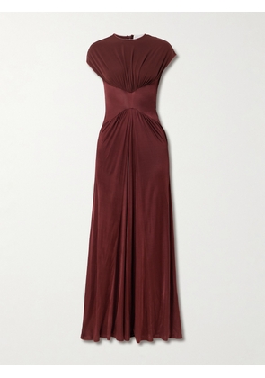 Galvan - Gathered Satin-jersey Gown - Burgundy - FR 34,FR 36,FR 38,FR 40,FR 42,FR 44