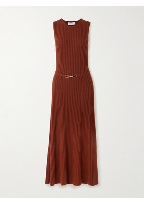 Gabriela Hearst - Meier Belted Ribbed Wool And Cashmere-blend Midi Dress - Burgundy - x small,small,medium,large,x large