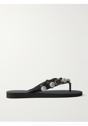 Balenciaga - Cagole Embellished Rubber Flip Flops - Black - IT35,IT36,IT36.5,IT37,IT37.5,IT38,IT38.5,IT39,IT39.5,IT40,IT40.5,IT41