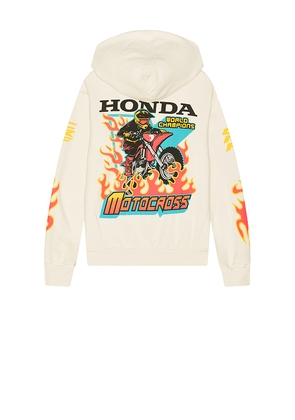 CPTN Apparel Flamed Up Full Zip Hoodie in Cream. Size L. Also in M, S, XL/1X.