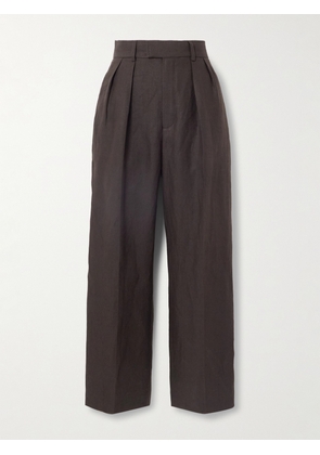 Loro Piana - Rodger Pleated Linen Straight-leg Pants - Brown - IT36,IT38,IT40,IT42,IT44,IT46,IT48,IT50