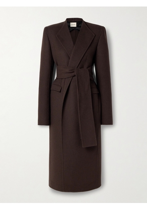 KHAITE - Jelson Belted Wool-felt Coat - Brown - US0,US2,US4,US6,US8,US10
