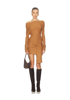 Camila Coelho Leonie Off The Shoulder Dress in Brown. Size L. Also in M, S, XL, XS, XXS.