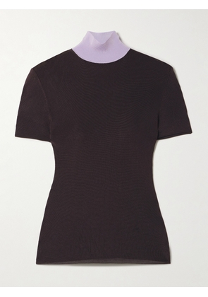 Self-Portrait - Color-block Knitted Top - Brown - x small,small,medium,large