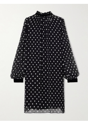 NINA RICCI - Velvet-trimmed Polka-dot Silk-crepon Mini Dress - Black - FR 34,FR 36,FR 38,FR 40,FR 42,FR 44