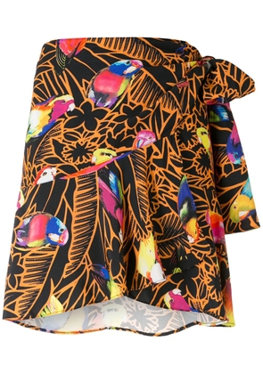 Amir Slama paneled print wrap skirt - Black