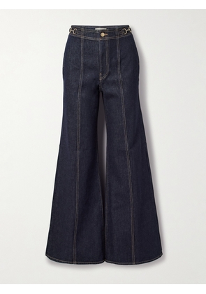 Ulla Johnson - The Delphine Embellished High-rise Flared Jeans - Blue - 24,25,26,27,28,29,30,31,32