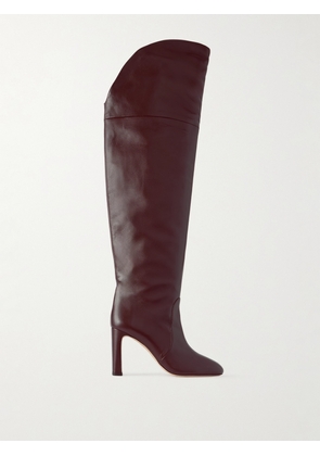 Stuart Weitzman - Babette Tubo Leather Over-the-knee Boots - Burgundy - US5.5,US6,US6.5,US7,US7.5,US8,US8.5,US9,US9.5,US10,US10.5,US11,US11.5