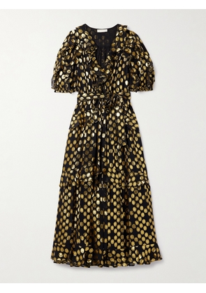 Ulla Johnson - Tida Belted Metallic Fil Coupé Silk-blend Crepe De Chine Midi Dress - Black - US2,US4,US6,US8,US10,US12