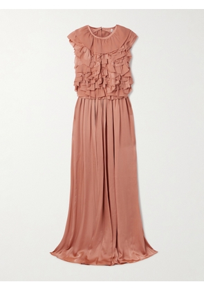 Ulla Johnson - Byzantine Open-back Ruffled Silk-satin And Chiffon Maxi Dress - Pink - US0,US2,US4,US6,US8,US10,US12