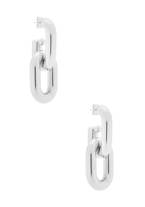 Bronx and Banco Double Link Earrings in Metallic Silver.