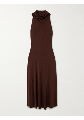 Victoria Beckham - Hooded Stretch-jersey Midi Dress - Brown - UK 4,UK 6,UK 8,UK 10,UK 12,UK 14