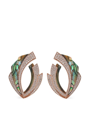 Ananya 18kt rose gold Mogra Blossom abalone and diamond earrings - Pink