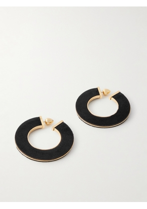 Alaïa - Gold-tone Calf Hair Hoop Earrings - Brown - One size