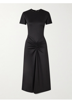 Victoria Beckham - Gathered Satin-jersey Midi Dress - Black - UK 4,UK 6,UK 8,UK 10,UK 12,UK 14,UK 16