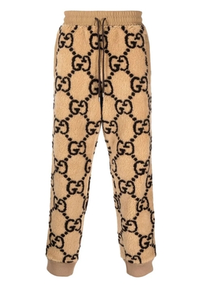 Gucci GG jacquard-monogram faux-fur track pants - Neutrals