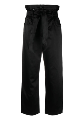 Max Mara high-waisted belted satin trousers - Black