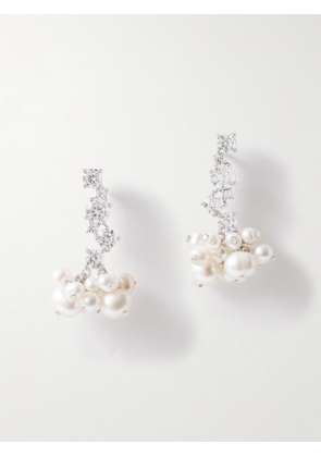 Completedworks - Rhodium-plated Recycled Silver Pearl And Crystal Earrings - White - One size