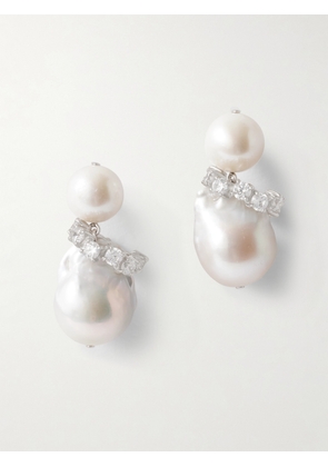Completedworks - Rhodium-plated Recycled Silver Pearl And Crystal Earrings - White - One size