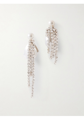 Completedworks - Rhodium-plated Pearl And Crystal Earrings - White - One size