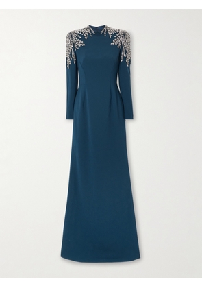 Jenny Packham - Cobra Crystal-embellished Crepe Gown - Blue - UK 8,UK 10,UK 12,UK 14,UK 16,UK 18
