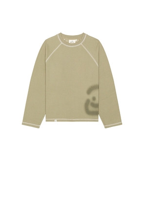 DRMERS CLUB Waffle Raglan Long Sleeve Tee in Sage. Size L. Also in M, S.