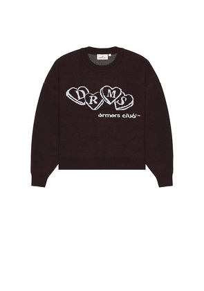 DRMERS CLUB Heart Knit Sweater in Brown. Size L. Also in M, S, XL/1X.