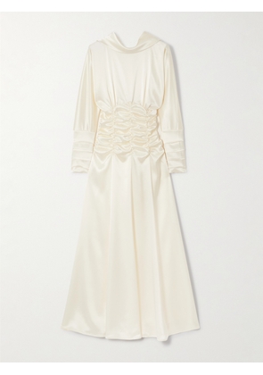 VIOLANTE NESSI - Edgar Open-back Gathered Satin Gown - Ivory - IT38,IT40,IT42,IT44,IT46