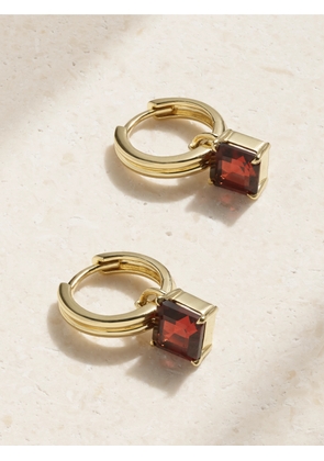 STONE AND STRAND - Studio 10-karat Gold Garnet Hoop Earrings - One size