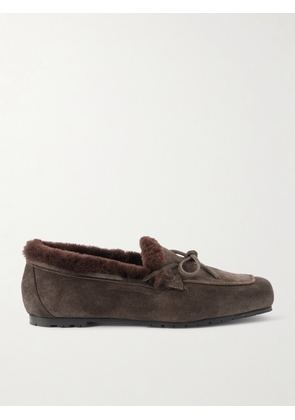 Aeyde - Jasper Bow-detailed Shearling-lined Suede Loafers - Brown - IT35,IT35.5,IT36,IT36.5,IT37,IT37.5,IT38,IT38.5,IT39,IT39.5,IT40,IT40.5,IT41,IT41.5,IT42