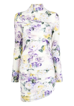 Off-White floral-print draped dress - Green
