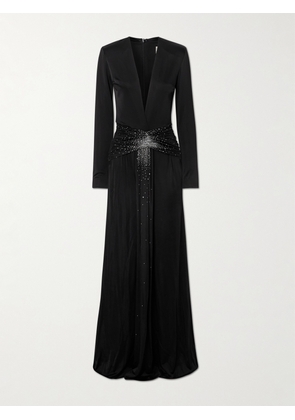 The New Arrivals Ilkyaz Ozel - Azure Crystal-embellished Gathered Stretch-jersey Gown - Black - FR 34,FR 36,FR 38,FR 40,FR 42,FR 44
