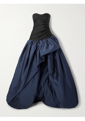 Marmar Halim - Strapless Ruched Satin And Twill Gown - Blue - EU 34,EU 36,EU 38,EU 40,EU 42,EU 44