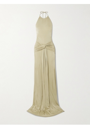 The New Arrivals Ilkyaz Ozel - Euphorie Open-back Gathered Stretch-jersey Gown - Green - FR 34,FR 36,FR 38,FR 40,FR 42