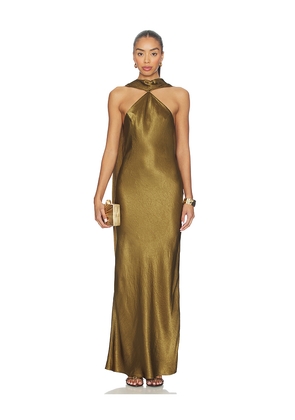 Amanda Uprichard x REVOLVE Ashton Maxi Dress in Olive. Size L. Also in M, S, XL, XS.