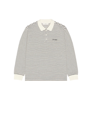 Dunst Multi Stripe Collared T-Shirt in White. Size L. Also in M, S, XL/1X.
